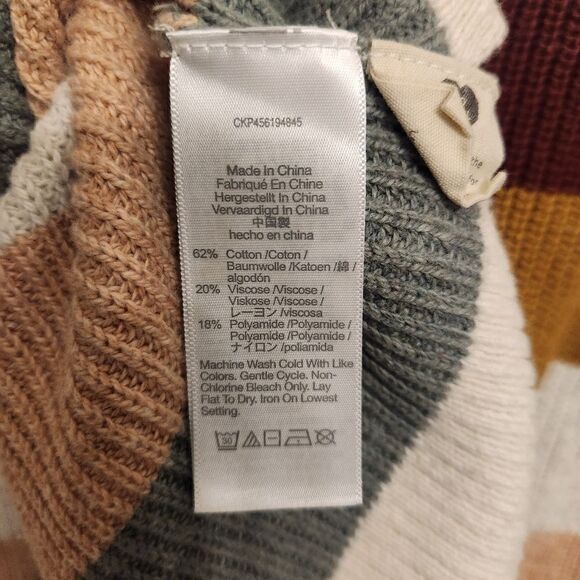 Madewell Thompson Pocket Pullover Ribbed Knit Sweater Neutral Stripe Small - Picture 7 of 7